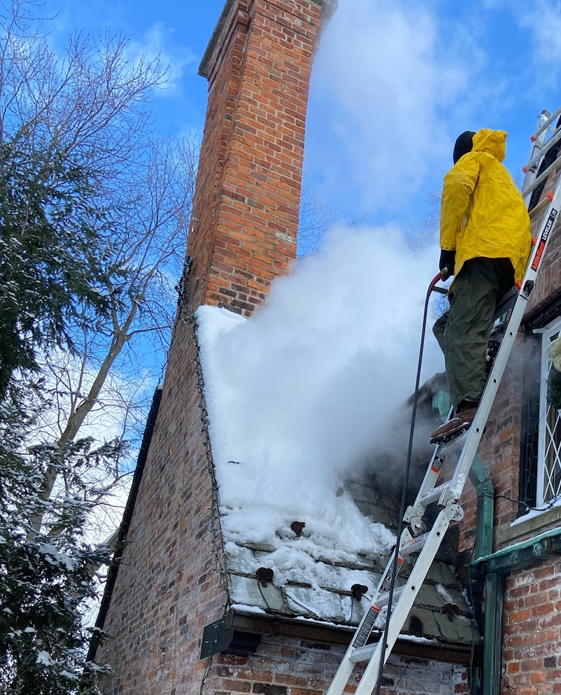 Working on high chimney